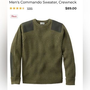L.L.Bean Military Green  Wool Sweater Size L